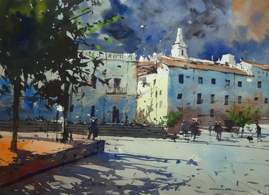 Church of Santa Maria from Plaza Frederic Rahola, Cadaqués, Girona, Spain