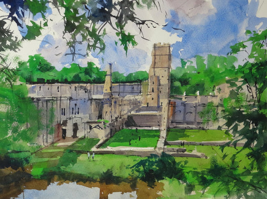 Fountains Abbey Ruins, Ripon. Watercolour painting