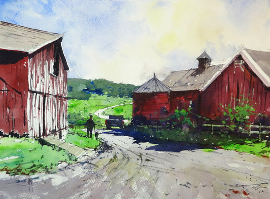 Honey Dog Farm Buildings in Watercolour, Columbia County NY
