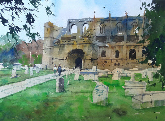 Plein Air Watercolour at Malmesbury Abbey