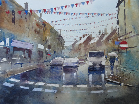 Plein air in Malmesbury High Street from the Market Cross