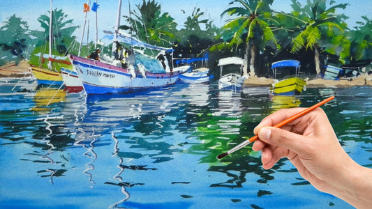 How to paint colourful reflections in watercolour