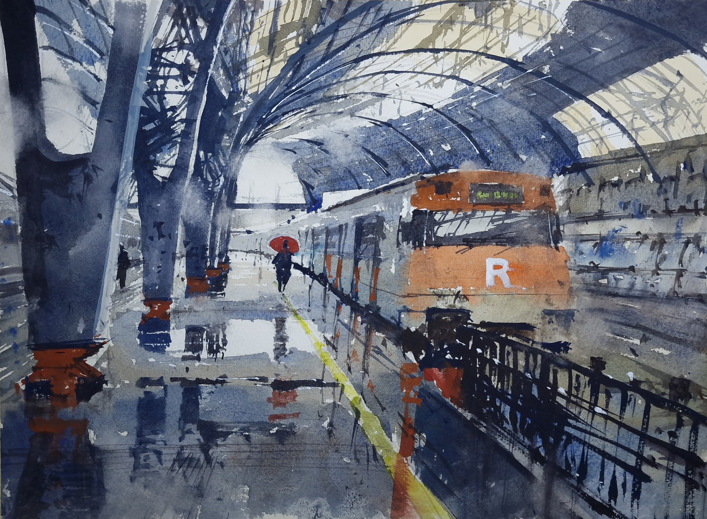 Original Watercolor - Barcelona Railway Station
