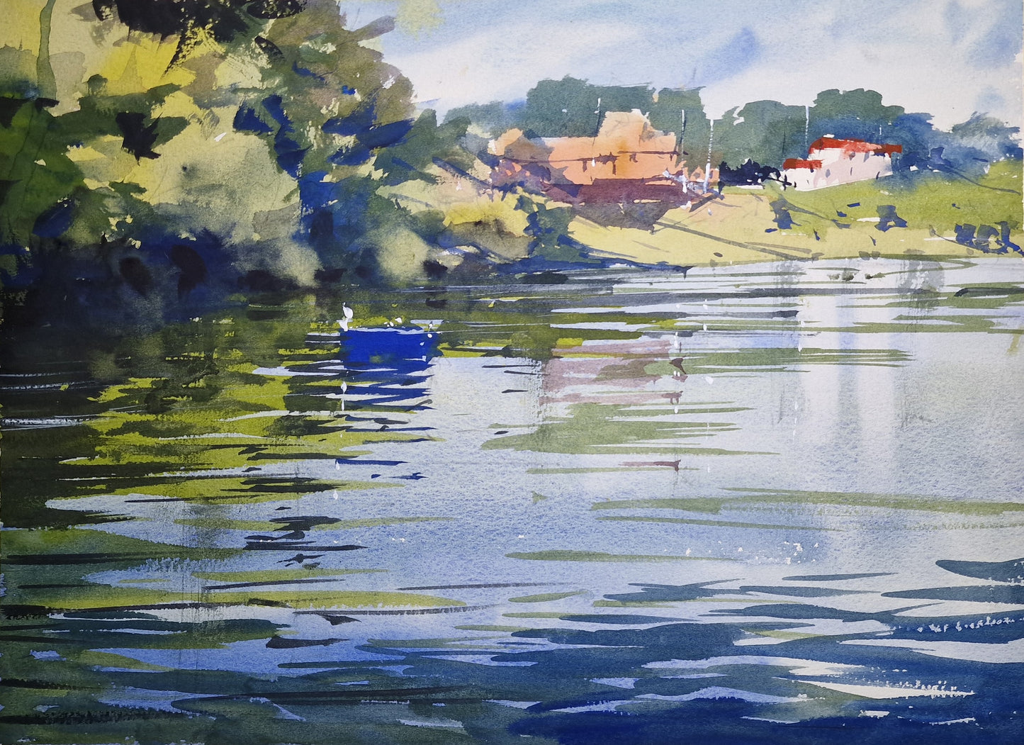 Original Watercolor - La Fleix, Dordogne