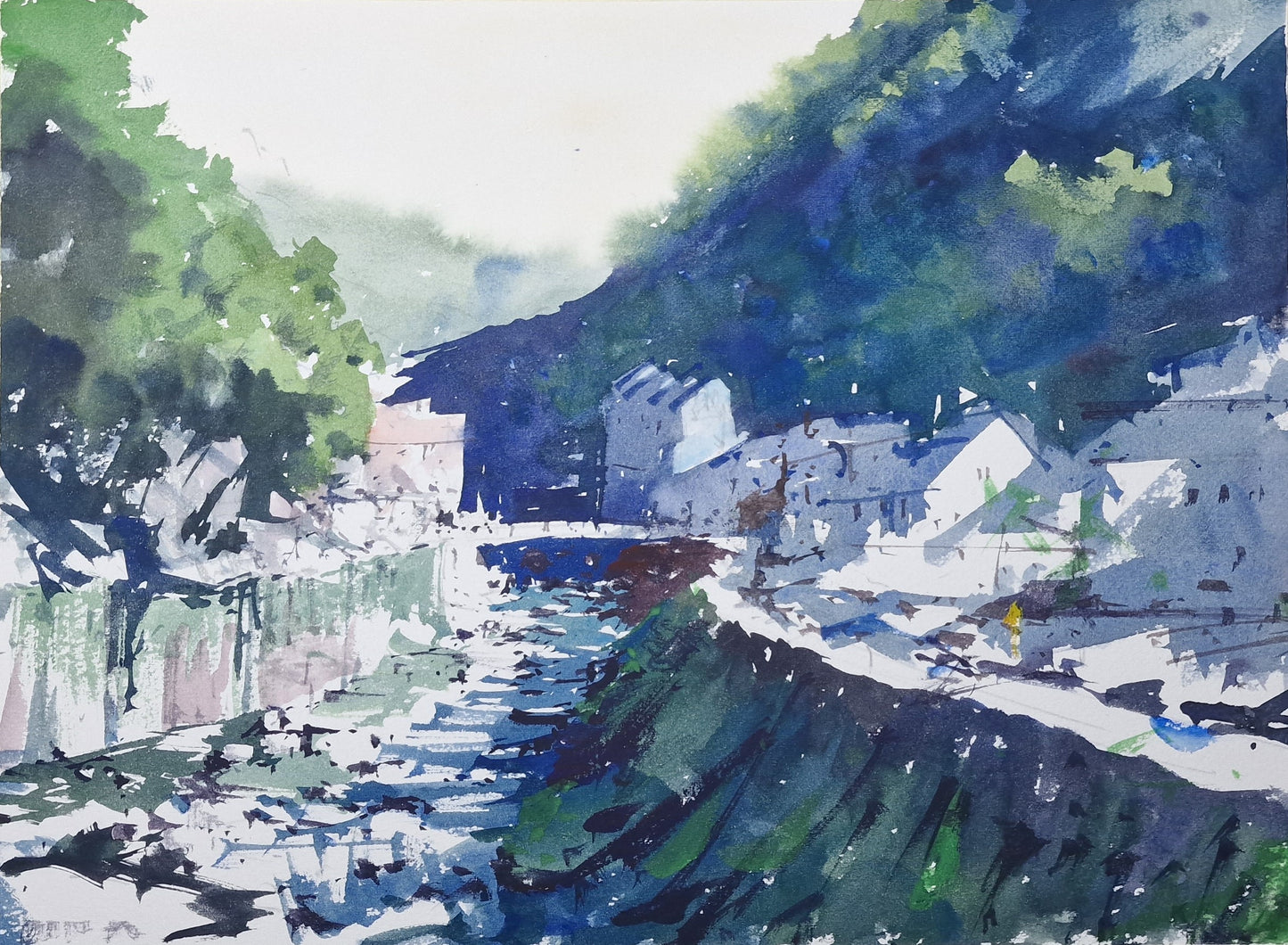 Original Watercolor - Lynmouth, Exiles Challenge