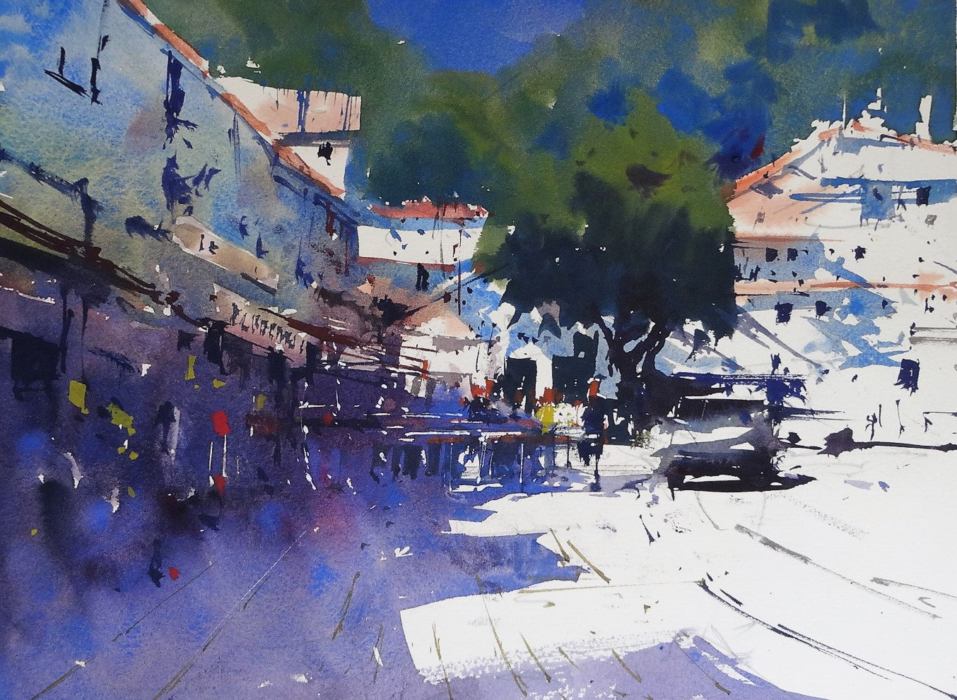 Original Watercolor - Pl. Virgen de la Peña, Mijas, Málaga, Spain