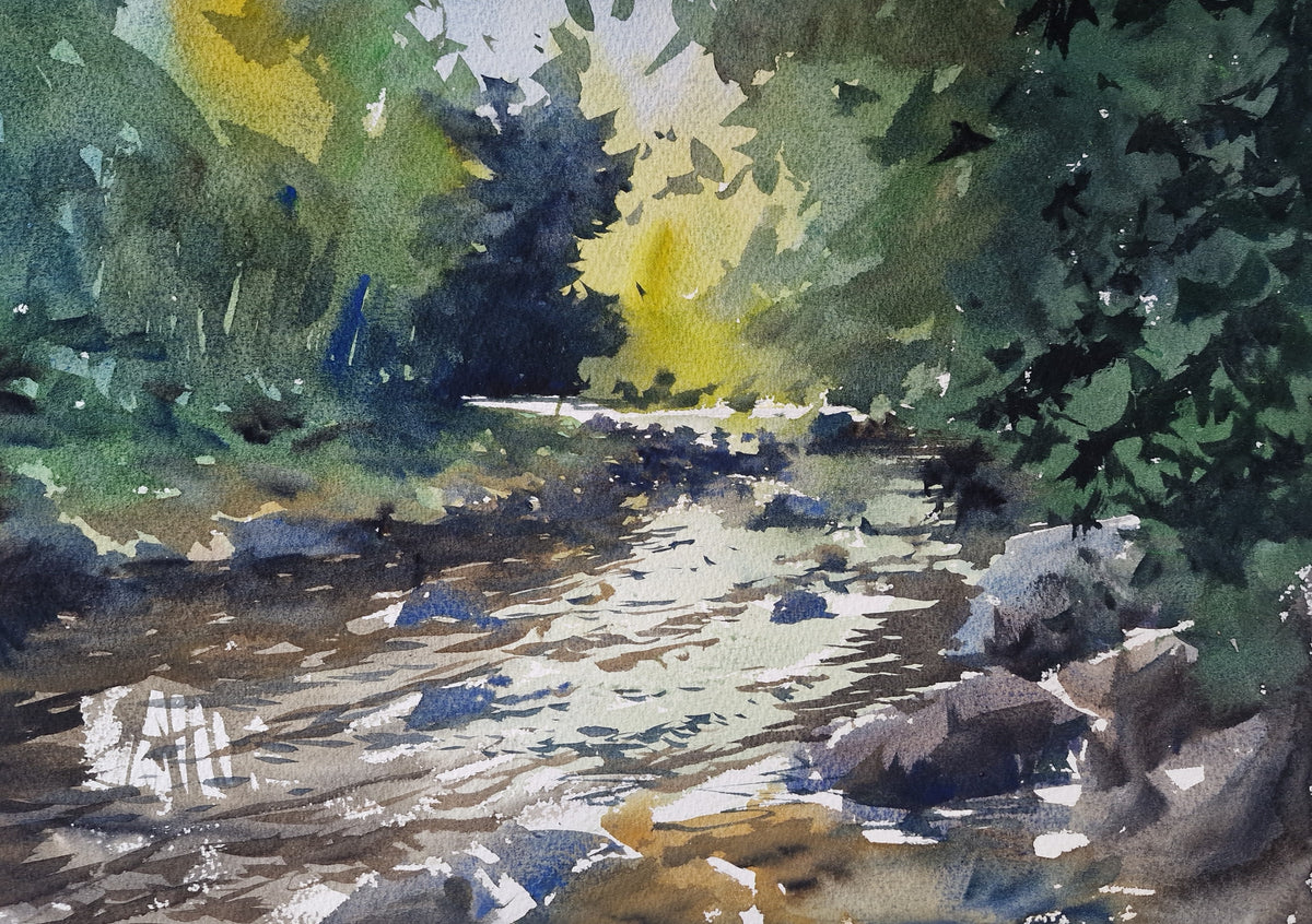 Original Watercolor - River Rosara Plein Air