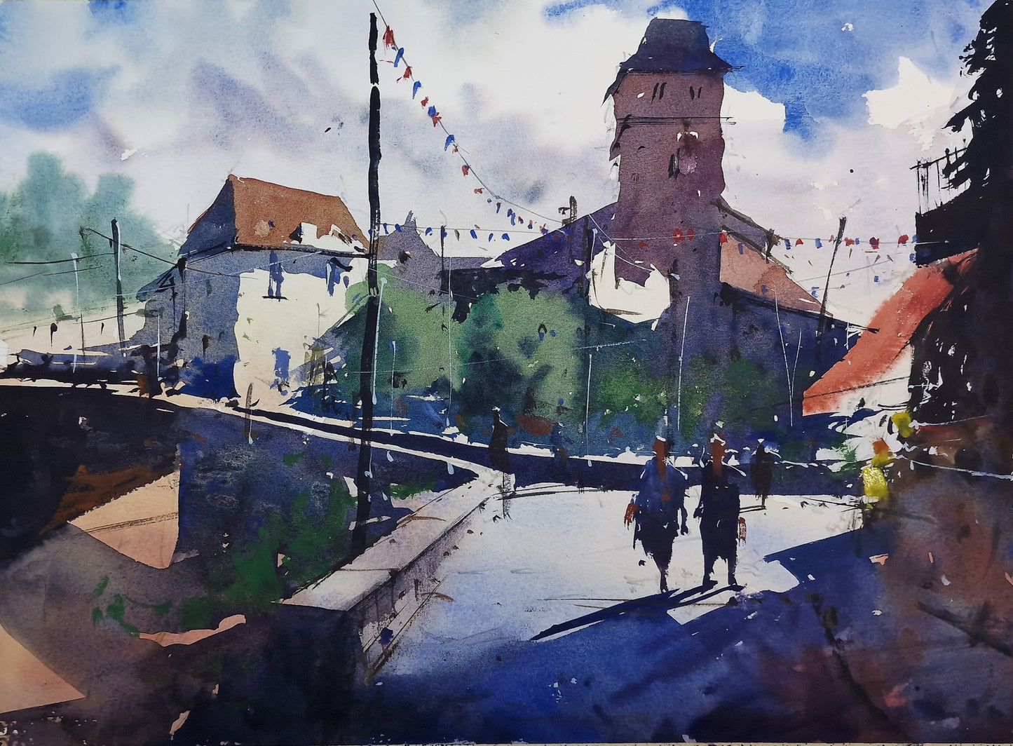 Original Watercolor - Salies-de-Béarn, France