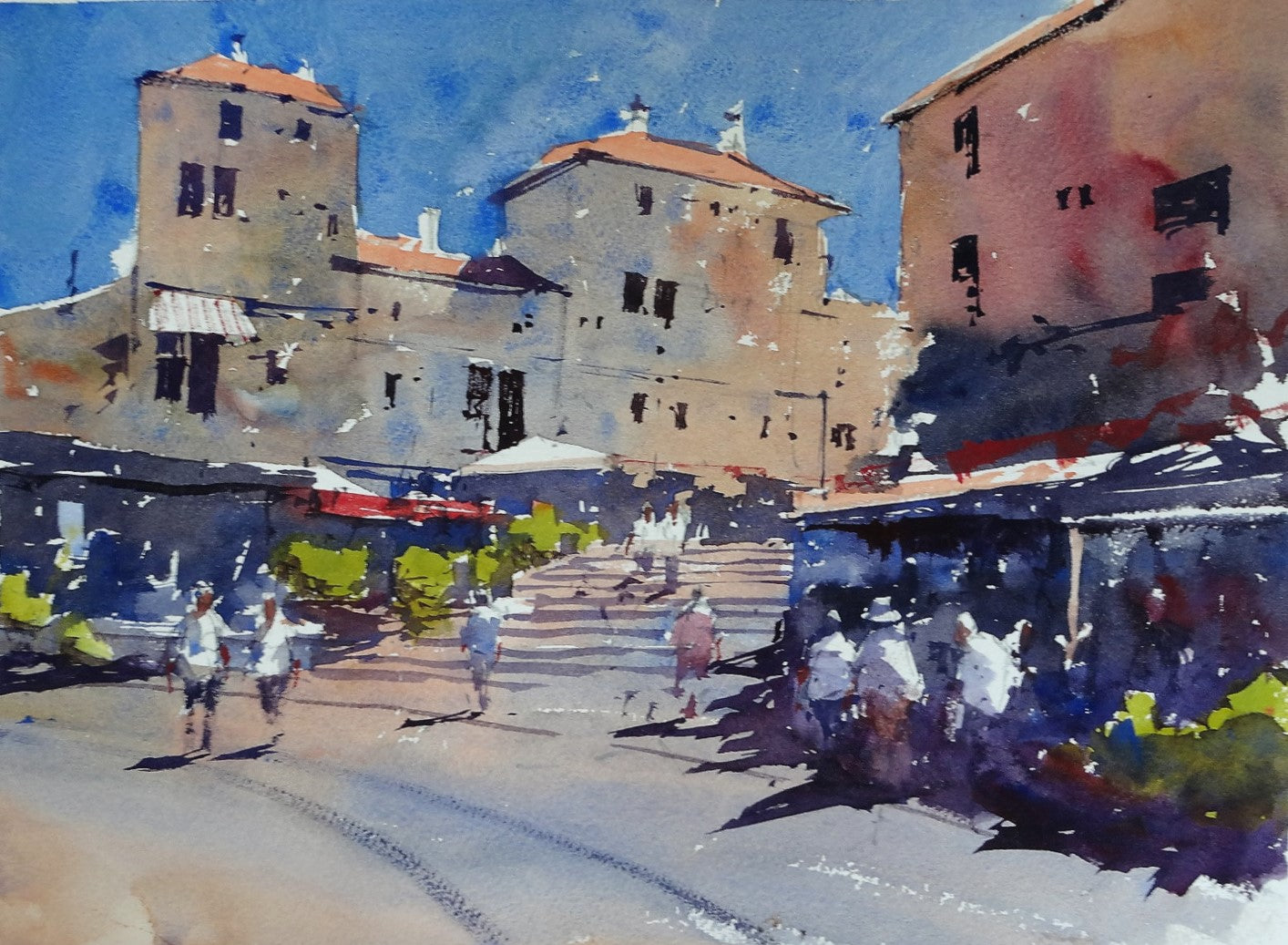 Original Watercolor - Steps, Marina de Vilamoura, Quarteira, Portugal
