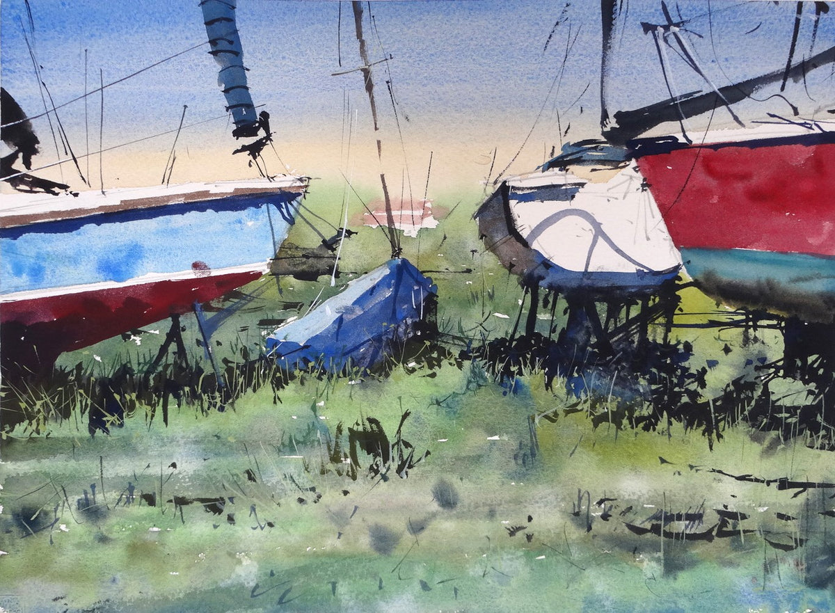 Original Watercolor - Uphill Marina #5