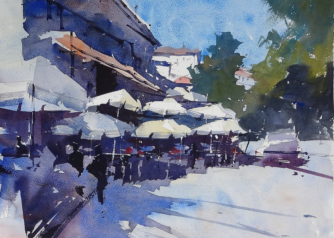 Original Watercolor - Parasols, Mijas