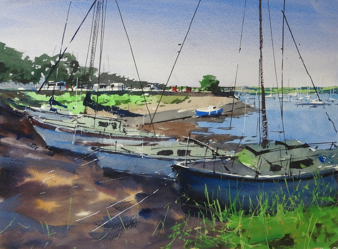 Three Boats in the Shade on the River Tamar
