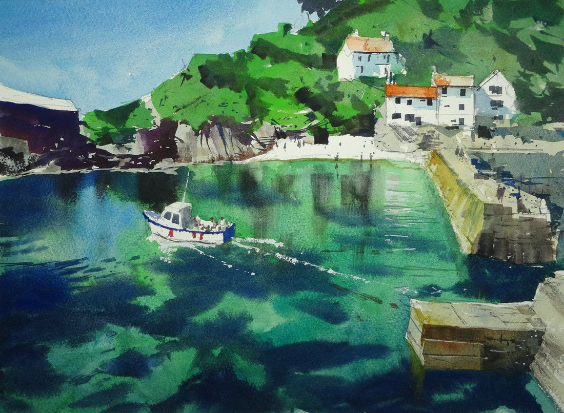 Painting the Clear Green Waters of Polperro Harbour