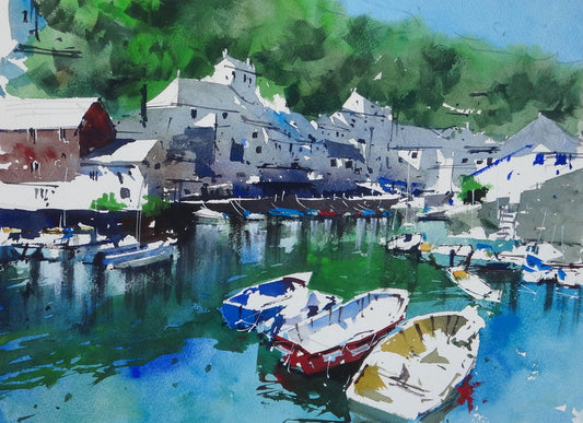 Bright Houses on the Harbourside, Polperro, Cornwall