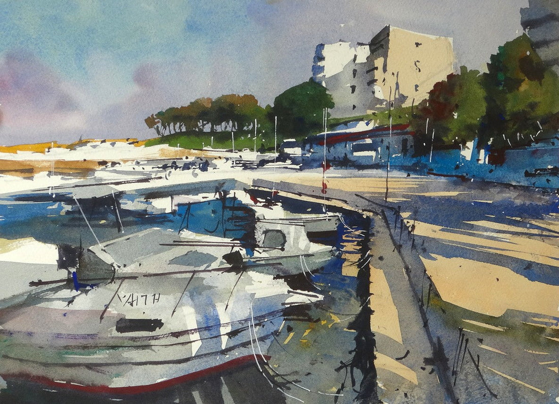 Painting the Sunny Harbour in Crete, Chania