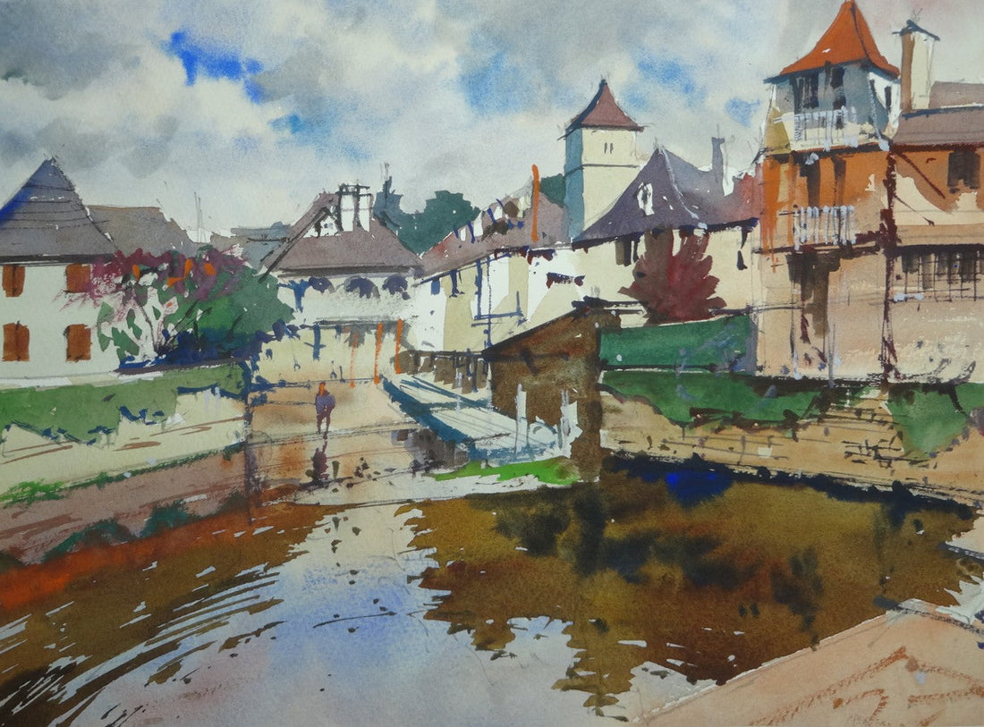 Water and Shadows in Salies-de-Béarn, France