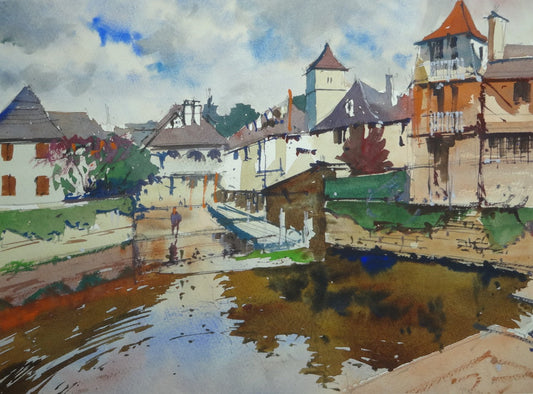 Water and Shadows in Salies-de-Béarn, France