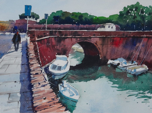 Scali S. Lorenzo, Livorno, Italy, view to Castle