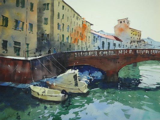 Strong Shadows and Water Reflections in Livorno