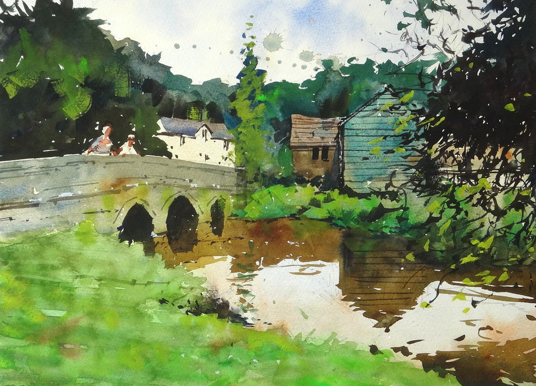 Two plein air paintings at the White Hart pub in Ford, Wiltshire