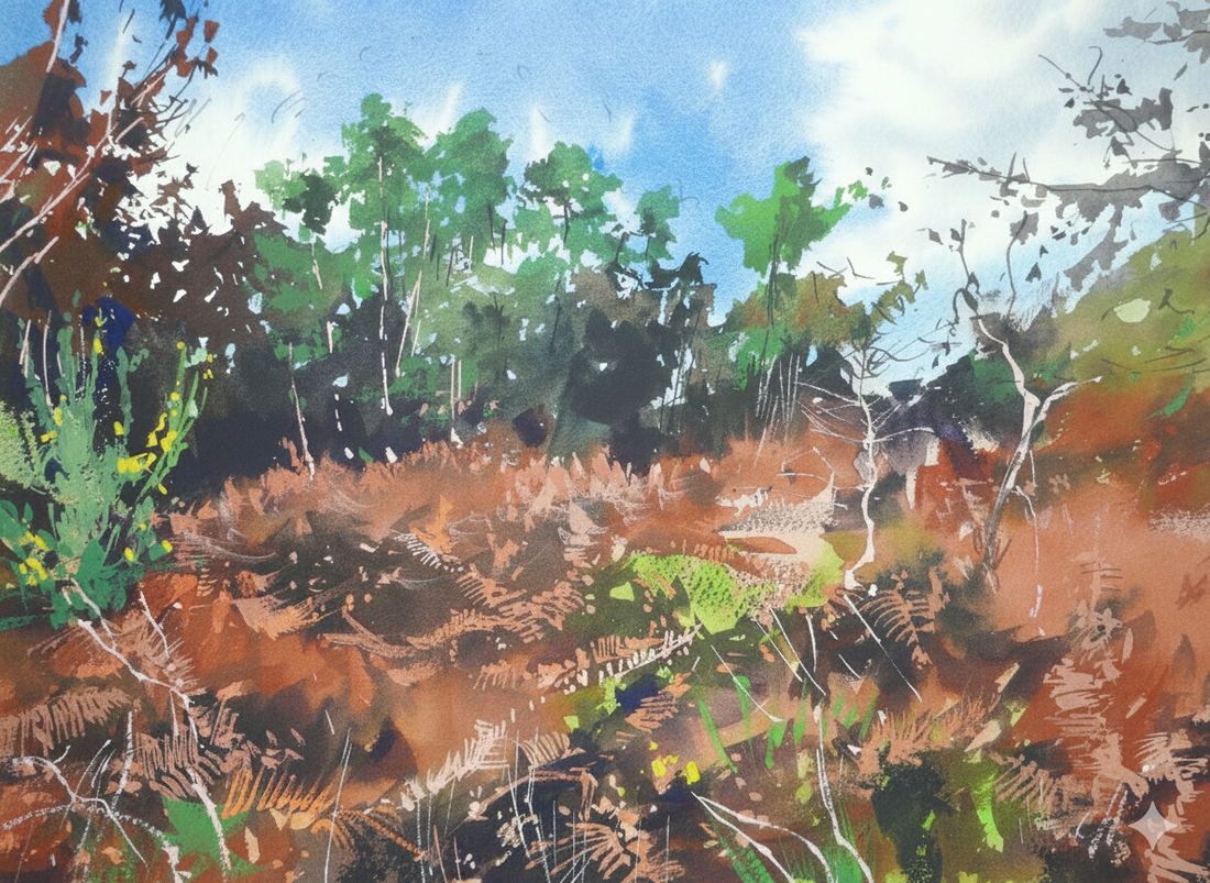 Painting Winter Bracken in South West France