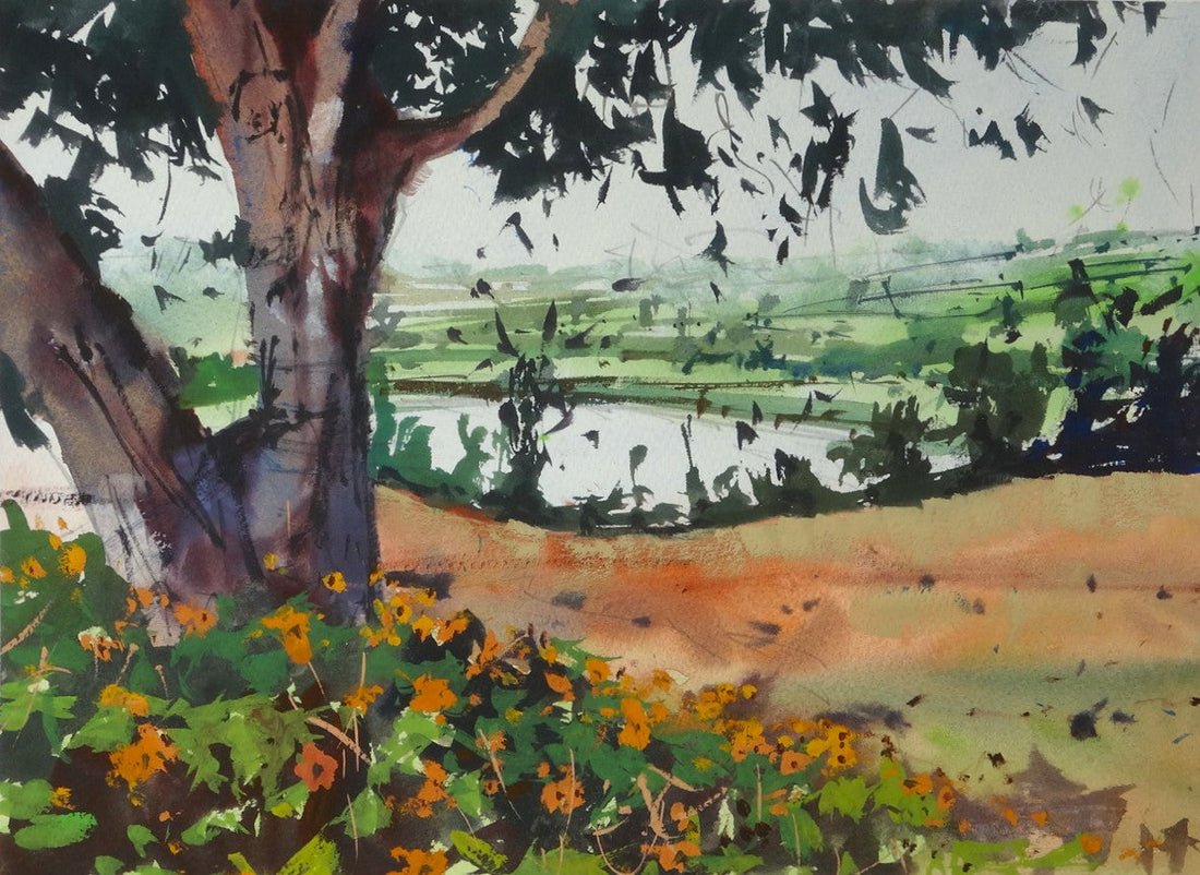 Painting Nasturtiums at Santa Barbara Cemetery