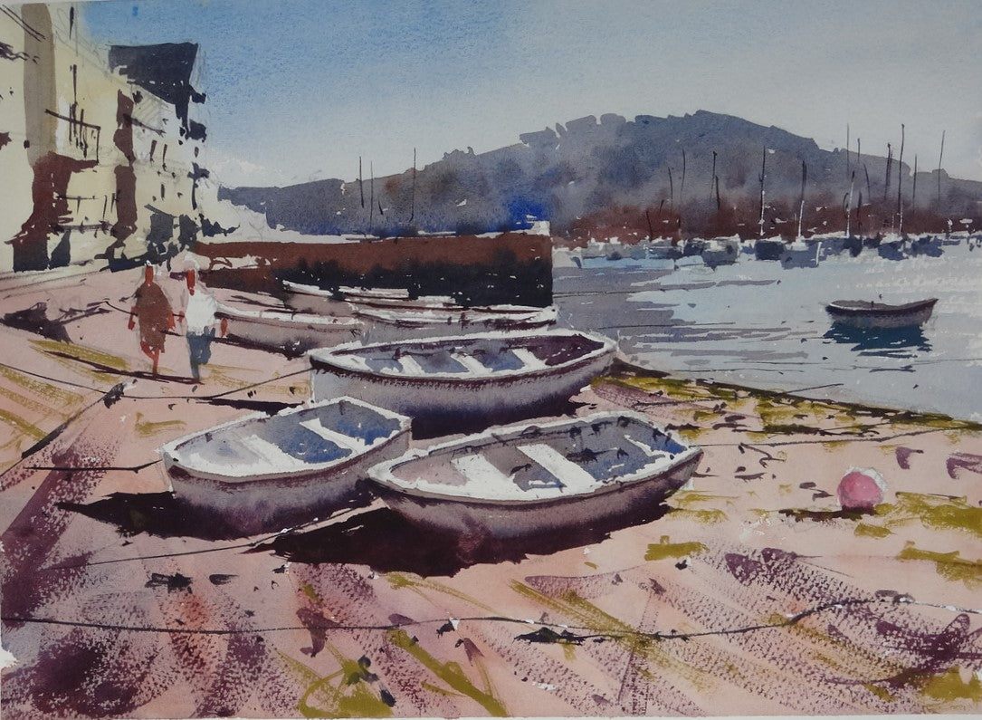 Original Watercolor - Back Beach, Teignmouth #6
