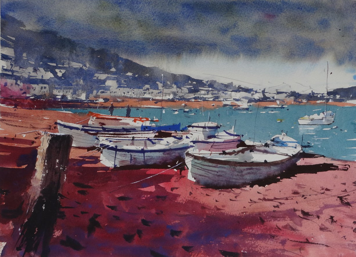 Original Watercolor - Back Beach, Teignmouth #8