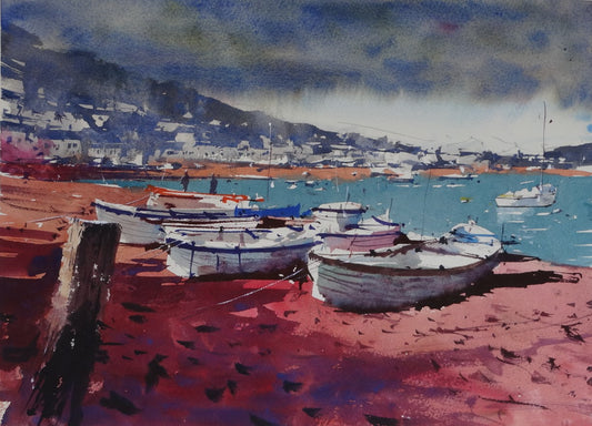 Original Watercolor - Back Beach, Teignmouth #8