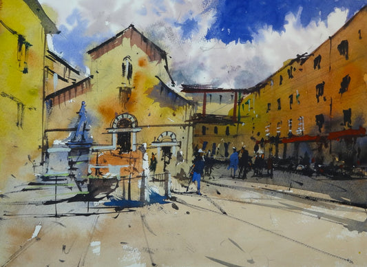 Original Watercolor - Chiesa di San Salvatore, Lucca