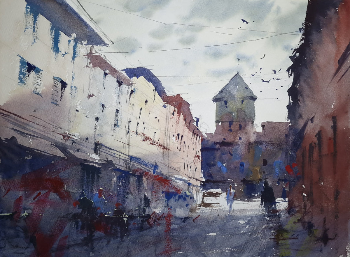 Original Watercolor - Eymoutiers, France
