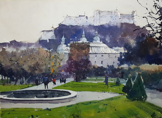 Original Watercolor - Hohensalzburg Castle Salzburg, Austria