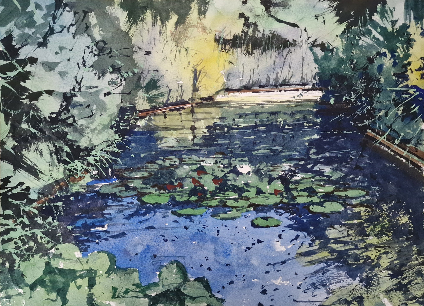 Original Watercolor - Lily Pond