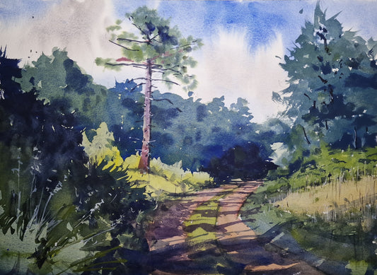 Original Watercolor - Lone Pine Plein Air, France