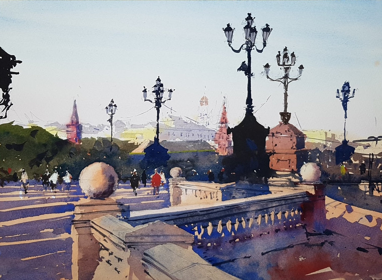 Original Watercolor - Moscow towards red square