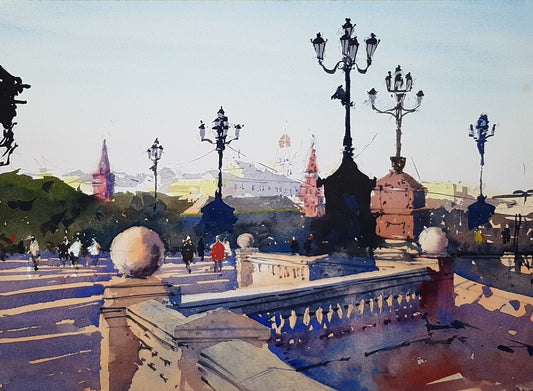 Original Watercolor - Moscow towards Red Square
