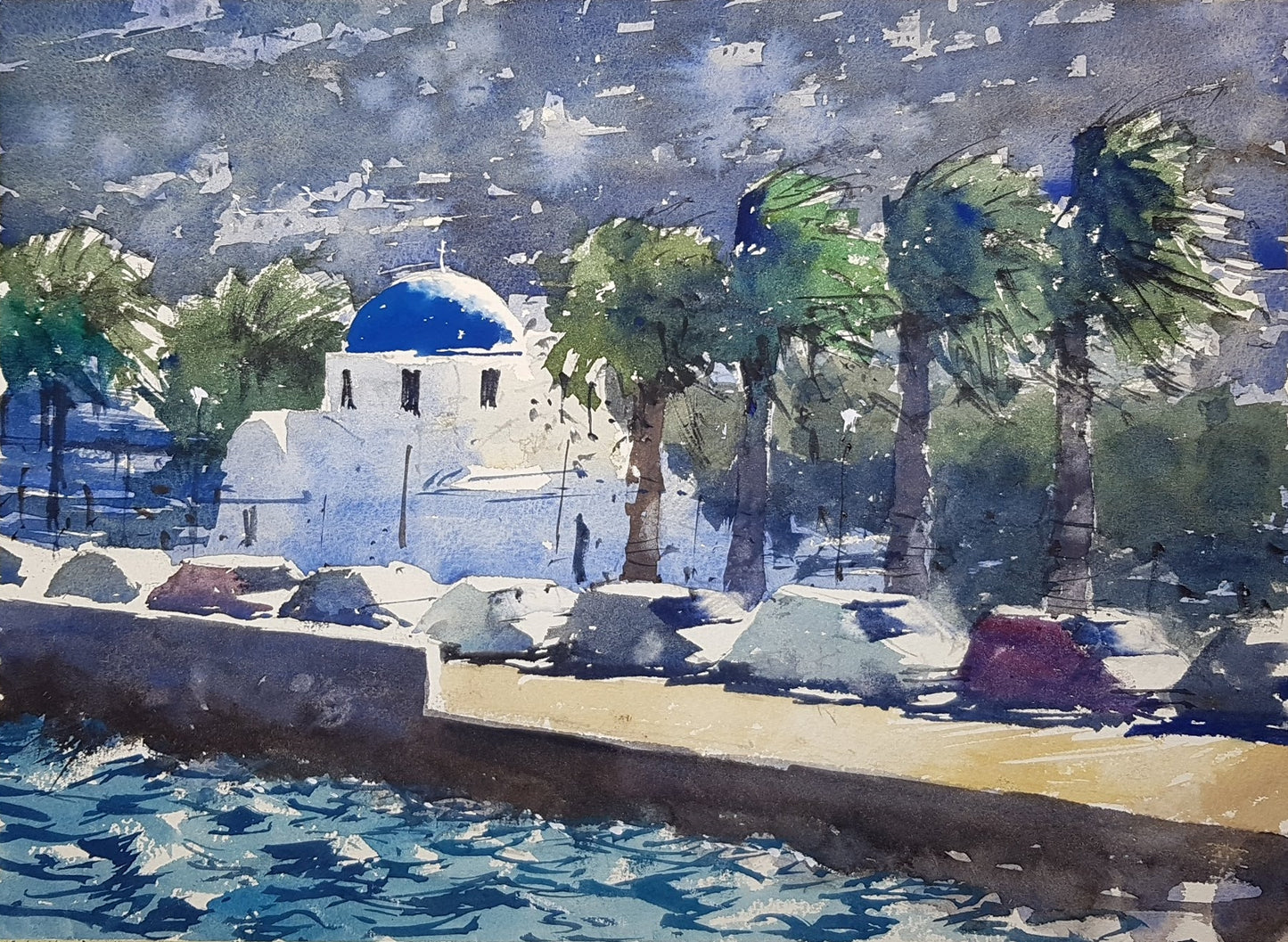 Original Watercolor - Paros, Greece