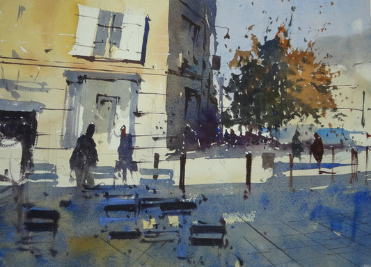 Original Watercolor - Place Canteloup Bordeaux, France