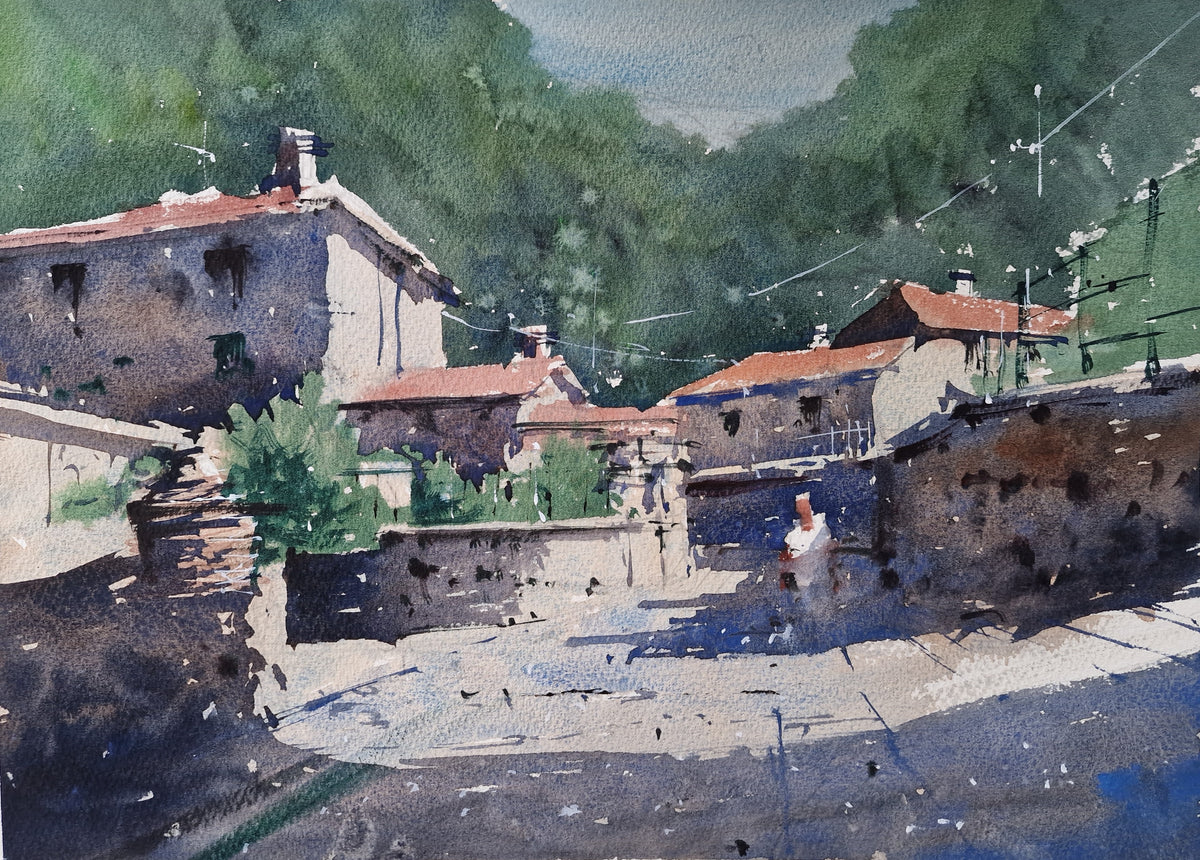 Original Watercolor - Posara from the Mill