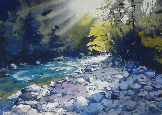 Original Watercolor - River Below the Mill