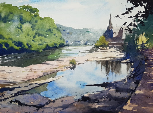 Original Watercolor - River Dee and Llangollen