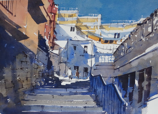 Original Watercolor - Steps, Torremolinos, Spain