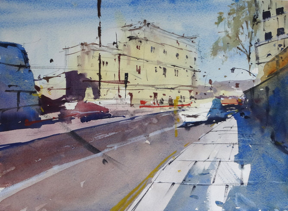 Original Watercolor - Temple Meads Traffic, Bristol