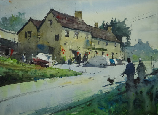 Original Watercolor - The Bell on the Common Broughton Gifford Melksham UK