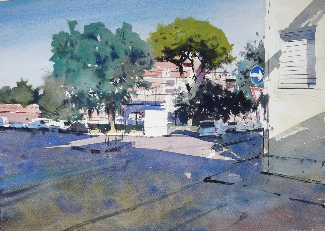 Original Watercolor - Via Dell'Aeroporto, Pisa, Italy