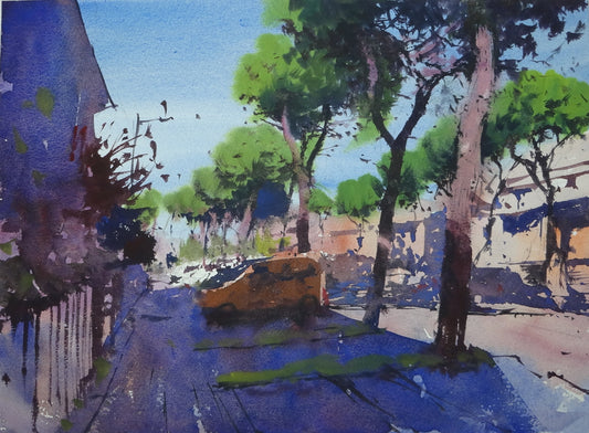 Original Watercolor - Via dell'Aeroporto, Pisa