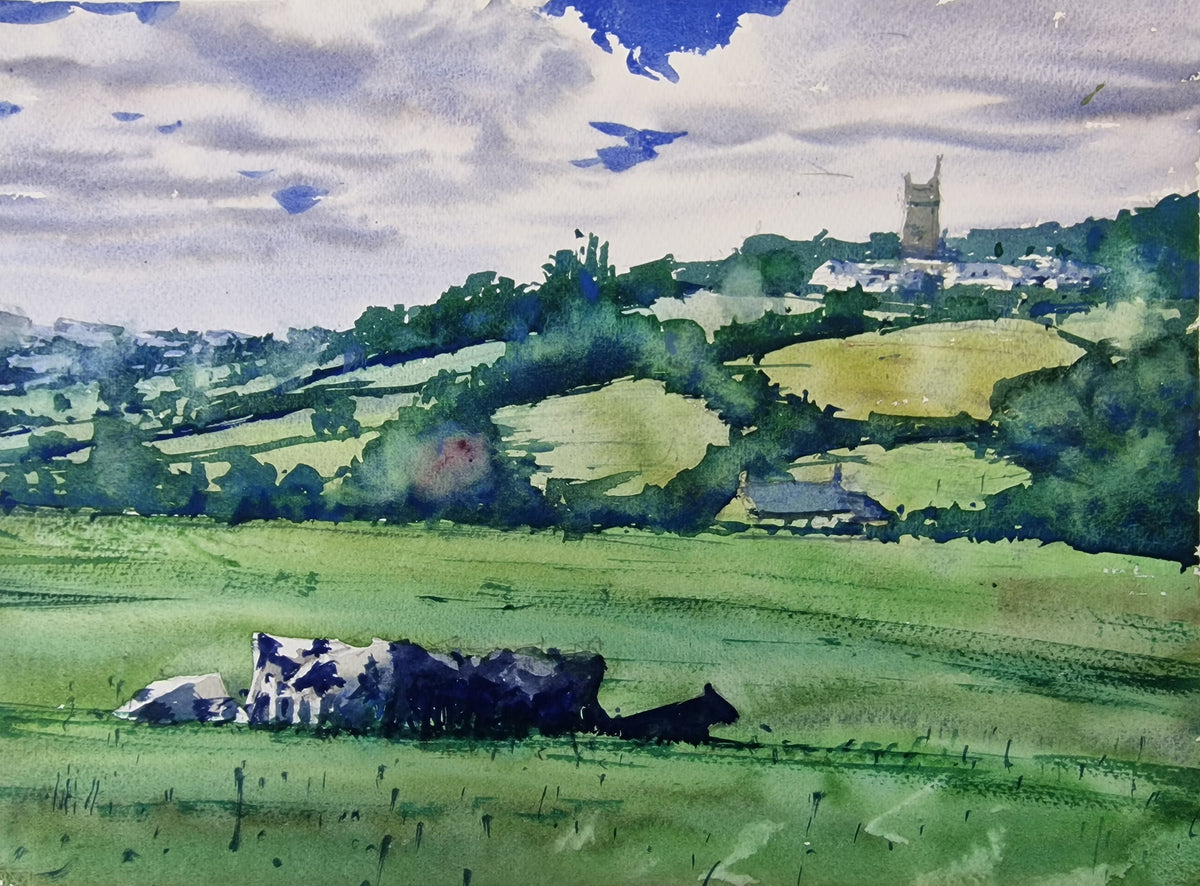 Original Watercolor - Cotswold Cows