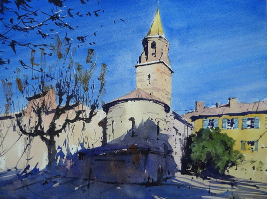 Original Watercolor - Frejus Cathedral