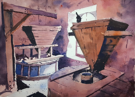 Original Watercolor - Mill interior Workshop Feb 22