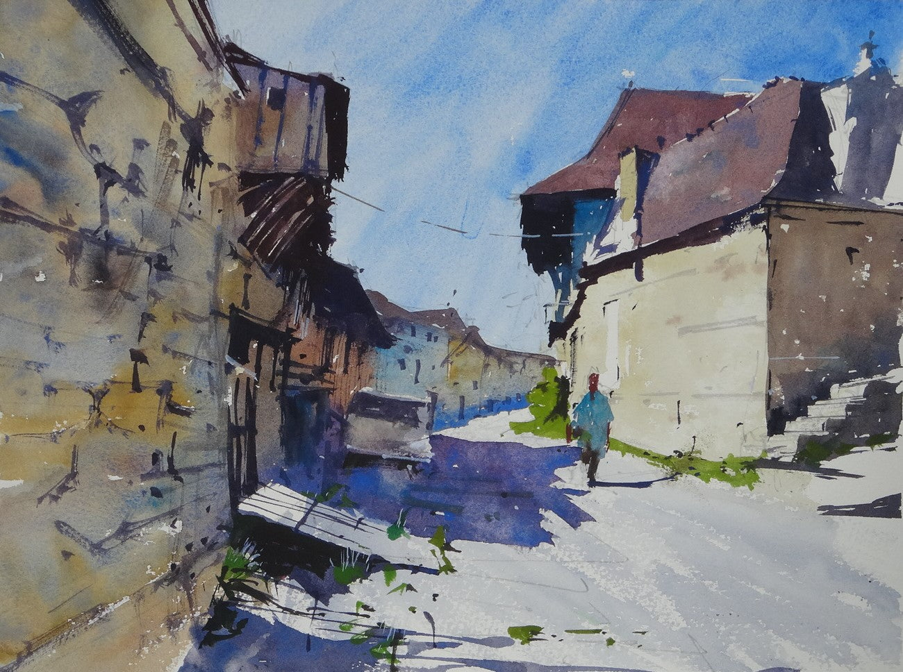 Original Watercolor - Old House La Fleix